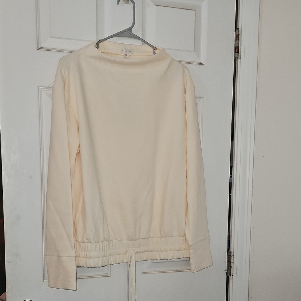Garnet Hill Cream Sweatshirt with Drawstring Hem